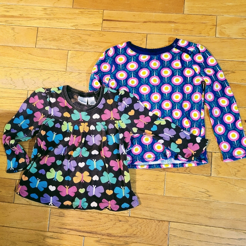 2 colorful kids tops